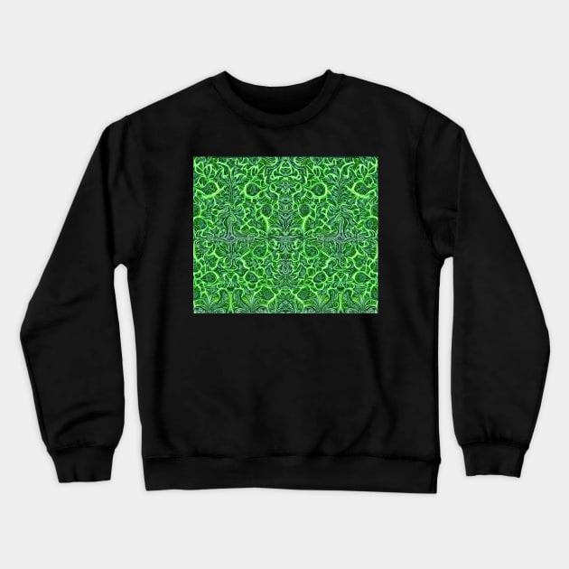 Forest Green Aesthetic Fractal Pattern - Abstract Green Design Crewneck Sweatshirt by BubbleMench